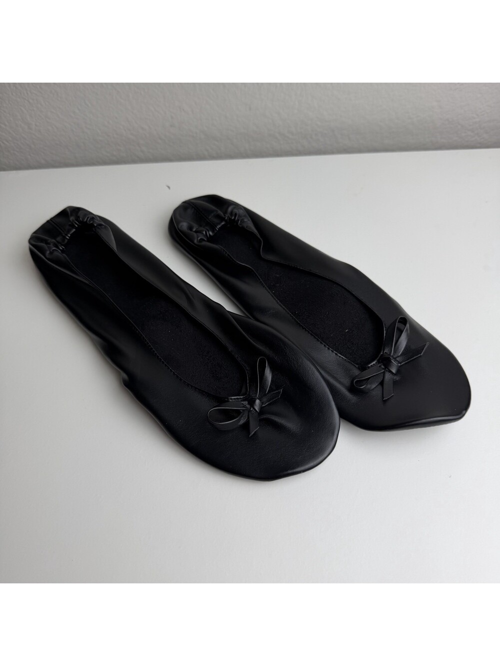 Women’s Black Ballet Flats Bow Slip On Round Toe Casual Shoes US 12-13 EU 44/45